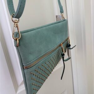 Teal Studded Crossbody Handbag - NEW